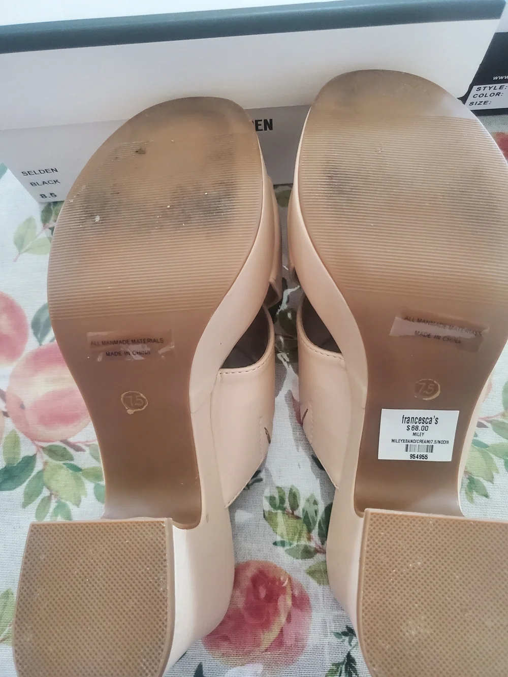 DV Tan Beige Platform Crossover Slide Heels Size 7.5